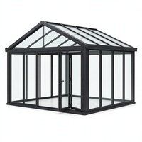 Solarium en verre à double vitrage en alliage d'aluminium et de magnésium noir pour patio, villa, jardin