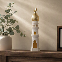 Ornement de maison en résine dorée, style Art Déco, en forme de croissant évidé, artisanal, décoratif pour anniversaire, souvenir de festival, pour étagère, vente en gros