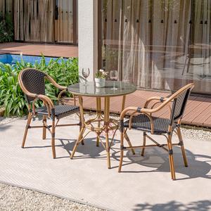 Sillas de comedor apilables de ratán de aluminio para jardín moderno al aire libre, silla de bambú para Hotel, restaurante, muebles de Patio usados - Product Image 2