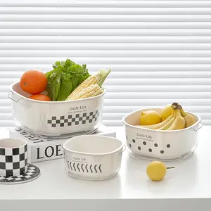 Conjunto De Bacia De Colander De Peneira De Plástico Cesta De Peneira De Plástico Bandeja De Legumes De Frutas Colander Para Cozinha Coador Doméstico