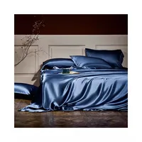 25 momme conjunto de cama de seda, 4 peças de folha de seda macia personalizada, jogo de cama 100% de seda para casa e hotel