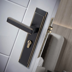 Poignée de porte de luxe en laiton massif, design italien moderne, levier intérieur pour porte principale en bois, ensemble de serrure de confidentialité avec boutons - Product Image 3