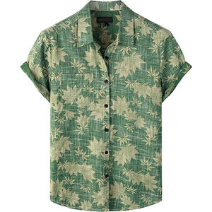 <span class=keywords><strong>Camicia</strong></span> Floreale da <span class=keywords><strong>Uomo</strong></span> in <span class=keywords><strong>Lino</strong></span> <span class=keywords><strong>100</strong></span>% Cotone Taglia USA Personalizzata con Bottoni Completi Stile Hawaiano - Product Image 1