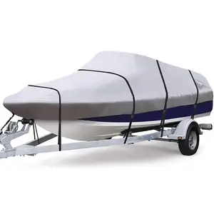 Fits17-19 Ft Canvas Universal Boat Cover 1200D 100% Waterproof Trailerable Boat Cover Heavy Duty Marine Grade Boat Cover