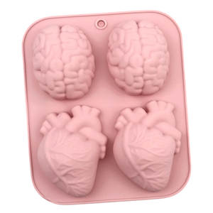 730 4 Lỗ Sáng Tạo Não Và Hình Trái Tim Silicone Nhựa Khuôn Tay Làm Xà Phòng Nến Khuôn Sử Dụng Tự Làm Nướng Công Cụ Bánh Xà Phòng Nhựa - Product Image 3