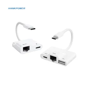 Adaptador USB C a Ethernet Tipo C a LAN Adaptador de red Gigabit RJ45 Convertidor LAN con cable para iPad para Mackbook Pro