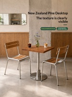 Ensemble table et chaises de salle à manger haut de gamme personnalisable en acier inoxydable et bois massif, style rétro, pour quatre personnes, type banquette, pour restaurants
