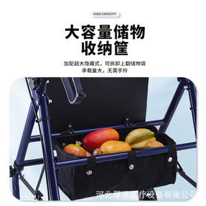 Foldable Four <b>Wheeled</b> <b>Walker</b> <b>With</b> <b>Seat</b> And Storage For Elderly Mobility Aid Rehabilitation Use - Product Image 4