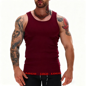 Özelleştirilmiş Slim Fit 2*2 nervürlü spor erkek Tank Top nefes boş kas erkek Tank Top ekran baskı spor salonu için üst giyim erkekler için - Product Image 2
