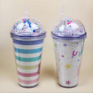 <span class=keywords><strong>Licorne</strong></span> 16oz Double Paroi Isolée En Plastique Boba Thé Au Lait Café Tasses 450ml En Plastique <span class=keywords><strong>Réutilisable</strong></span> Bubble Boba Thé Tasses Avec Couvercles - Product Image 3