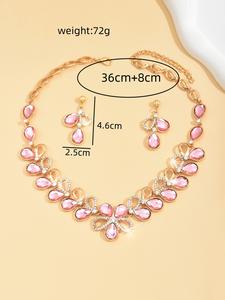 Magnifique ensemble collier et boucles d'oreilles pendantes de style européen et américain : Sublimez votre élégance pour les occasions spéciales - Product Image 6