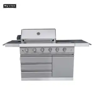 Hyxion Outdoor Kitchen Series Parrilla de barbacoa independiente de 4 quemadores Infrarrojos de Gas licuado de petróleo Parrillas de barbacoa de acero inoxidable