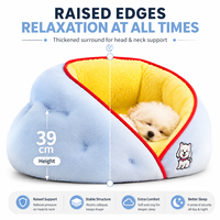 Lit-caverne semi-fermé en peluche pour animaux de compagnie, doublure en sherpa, nid douillet pour chat et chien, rembourrage en coton doux, vente en gros OEM