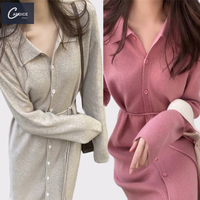 Váy Dài Tay Candice Cho Nữ, Đầm Đan, Mặc Hàng Ngày, Thanh Lịch, Phong Cách Pháp, Thời Trang Thu