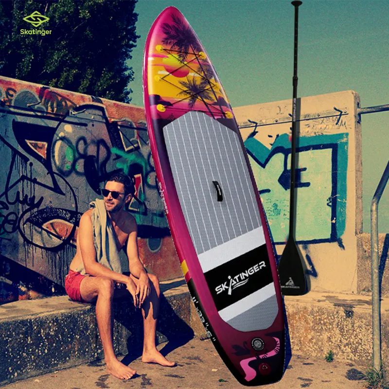 Skatinger özelleştirilmiş waterplay sörf ayakta kullanılan kürek kurulu şişme SUP tahtası
