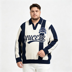 Suéteres Casuales Personalizados al por Mayor del Fabricante, Camisetas Polo <span class=keywords><strong>de</strong></span> Punto con <span class=keywords><strong>Rayas</strong></span> Verticales <span class=keywords><strong>Azul</strong></span> <span class=keywords><strong>Marino</strong></span>, Suéteres <span class=keywords><strong>de</strong></span> Invierno para Hombre con Logotipo Bordado - Product Image 1