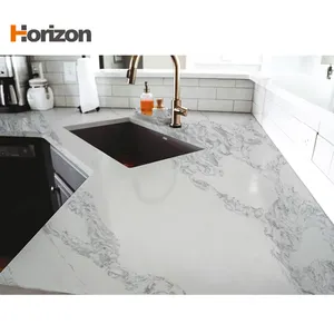 Engineered White Quartz Küchen insel Arbeits platte Arbeits platte Luxus Quarz platte Quarz Arbeits platten Platten