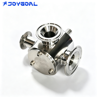 Vanne à boisseau sphérique pneumatique 3 voies économique en acier inoxydable 304, raccord sanitaire Tri-Clamp DN40 DN50, prix direct usine