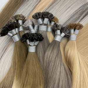 Venta al por mayor de doble trama Mini queratina punta plana Pre-Bonded Extensiones de cabello humano sin Remy - Product Image 1