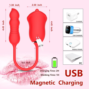 Vente chaude femmes adulte jouet 2-en-1 rotation vibrateur avec léchage bouche mamelon G-Spot clitoridien poussée gode - Product Image 6