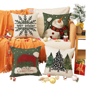 Caldo nuovo natale pupazzo di neve federa di lino stampato ambiente cuscino decorativo fodera <span class=keywords><strong>per</strong></span> la casa <span class=keywords><strong>per</strong></span> il soggiorno divano decorazione - Product Image 1