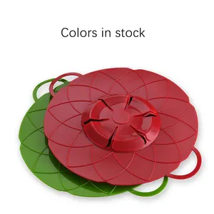 Multi-Function Kitchen Tools BPA Free 26cm Flower Shape Silicone Lid Spill Stopper Anti Overflow Pot Cover