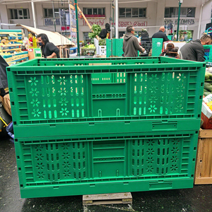 Nhựa Đóng Mở Rau Giỏ Thực Phẩm Cấp Có Thể Gập Lại <span class=keywords><strong>Crate</strong></span> Cho Di Chuyển Lưu Trữ & Hậu Cần Sử Dụng <span class=keywords><strong>Stackable</strong></span> Lưới Thùng - Product Image 1