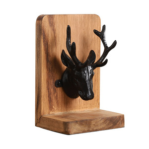 Sujetalibros de Madera Maciza con Cabeza de Ciervo, Estilo Moderno y Sencillo, Organizador de Librería, Decoración para el Hogar y Oficina - Product Image 5