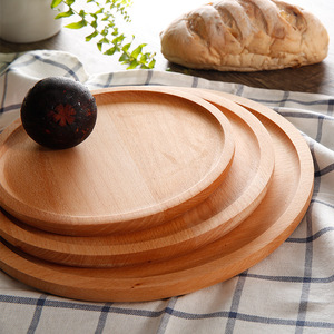 Round Beechwood Serving <b>Trays</b> 14 20 24 28 Cm Solid Color For Hotel <b>Tea</b> Coffee Breakfast Use - Product Image 2