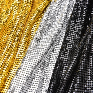 Tessuto in Rete Metallica Dorata 45*150cm con Paillettes e Strass per Creazione di Abiti, Borse, <span class=keywords><strong>Vestiti</strong></span> e Accessori Glitterati - Product Image 1