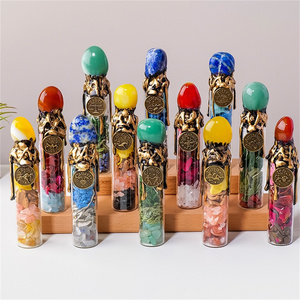 Bouteille à vœux en cristal du zodiaque, fleurs séchées, œuf de pierre, pot à vœux, quartz, 12 constellations, pour cadeau spirituel - Product Image 1