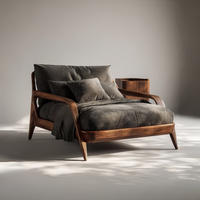 Fauteuil de détente JP avec pieds en bois massif, revêtement en mousse à haute densité, housse amovible