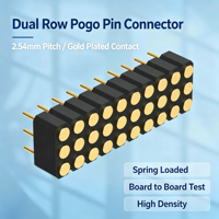 Connecteur Pogo Pin Denentech 2,54 mm à triple rangée, droit, DIP, femelle, à ressort, en laiton plaqué, pour PCB