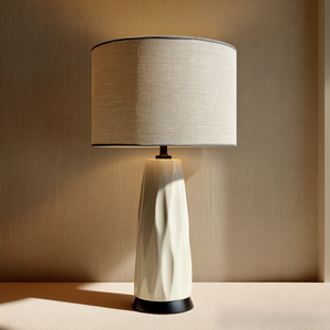 Lampe de table LED moderne minimaliste en PETG blanc ondulé, télécommande, abat-jour en tissu de lin, style Wabi Sabi, vente en gros d'usine - Product Image 6