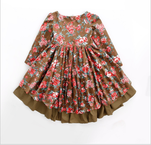 Vestido de fiesta de pana para niñas de 3 a 10 años, estampado de flores - Product Image 4