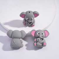 Cuentas de silicona 3D de la serie de animales mamá y bebé, accesorios DIY para bolígrafos y llaveros personalizables