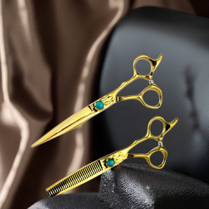 Tijeras de barbería personalizadas de 6 pulgadas, tijeras de acero inoxidable de diseñador de cabello escaso con punta de hoja afilada - Product Image 1