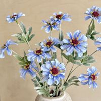 6-koppige Scabiosa Kunstbloemen van zijde, hoge simulatie, lichtgewicht, realistisch, decoratie voor thuis, woonkamer, hotel, bruiloft, bloemstuk