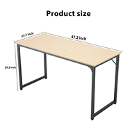 Meja Komputer Workstation Ganda Panjang dari Kayu dengan Kaki Logam untuk Kantor Rumah