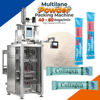 Machine d'emballage automatique verticale à double voie pour sachets, machine d'emballage multi-voies à scellage arrière pour poudre de collagène probiotique