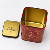 Boîte à thé rectangulaire rouge personnalisée, boîte à thé en métal hermétique, 72x58x126mm, conteneur en étain de qualité alimentaire pour le stockage du thé en feuilles
