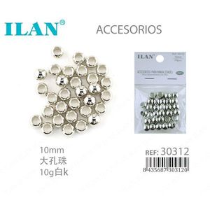 Perline Metalliche Ilan 10mm con Foro Grande in Argento per Creazione di Gioielli e Artigianato - Product Image 1