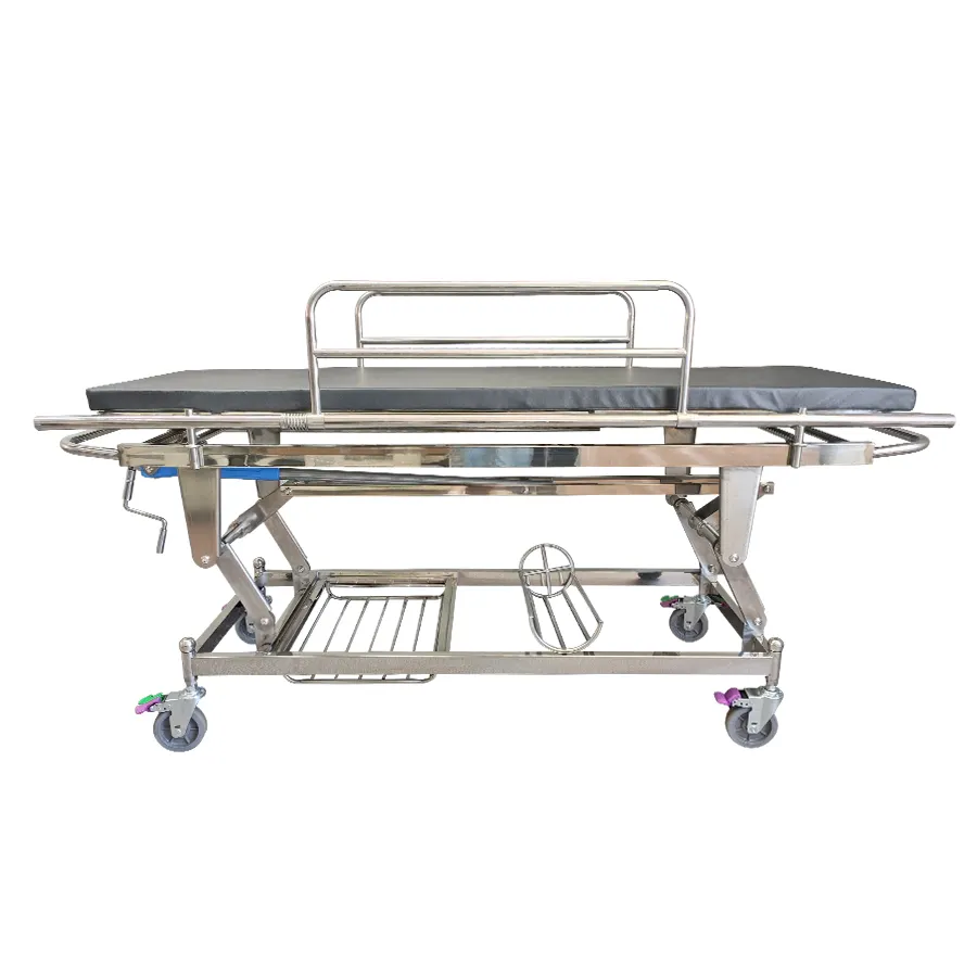 ORP-NST03 High Quality Stainless Steel Stretcher Trolley Adjustable Ambulance Patient Transfer Medical Hospital