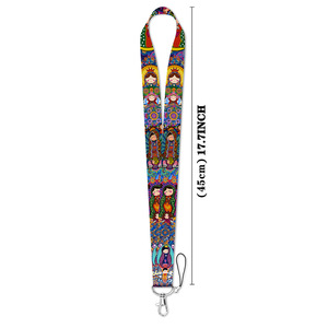 Cordón colorido de Nuestra Señora de Guadalupe con soporte para tarjeta de identificación, correa para el cuello con diseño de la <span class=keywords><strong>Virgen</strong></span> María de dibujos animados para credencial y llavero - Product Image 6