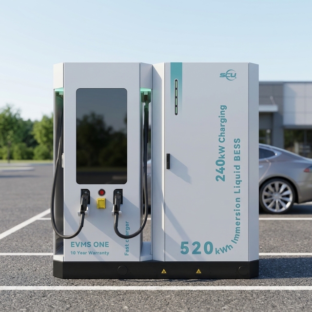 SCU EVMS ONE Integrated Energy Storage System EV Charging Stations CCS2/CCS1/GB/T/CHAdeMO Connectors Backup Power Supply 120KW
