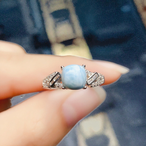 New Arrivals Yaeno Fine Jewelry Larimar Stone Rhodium Plated <b>Silver</b> 925 <b>Cross</b> <b>Ring</b> for Women-Wedding Engagement Daily Gift - Product Image 2