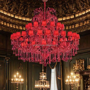 Lusso Maria Teresa lampadario di cristallo luce grandi braccia di vetro a LED per Hall Hotel di colore rosso - Product Image 4