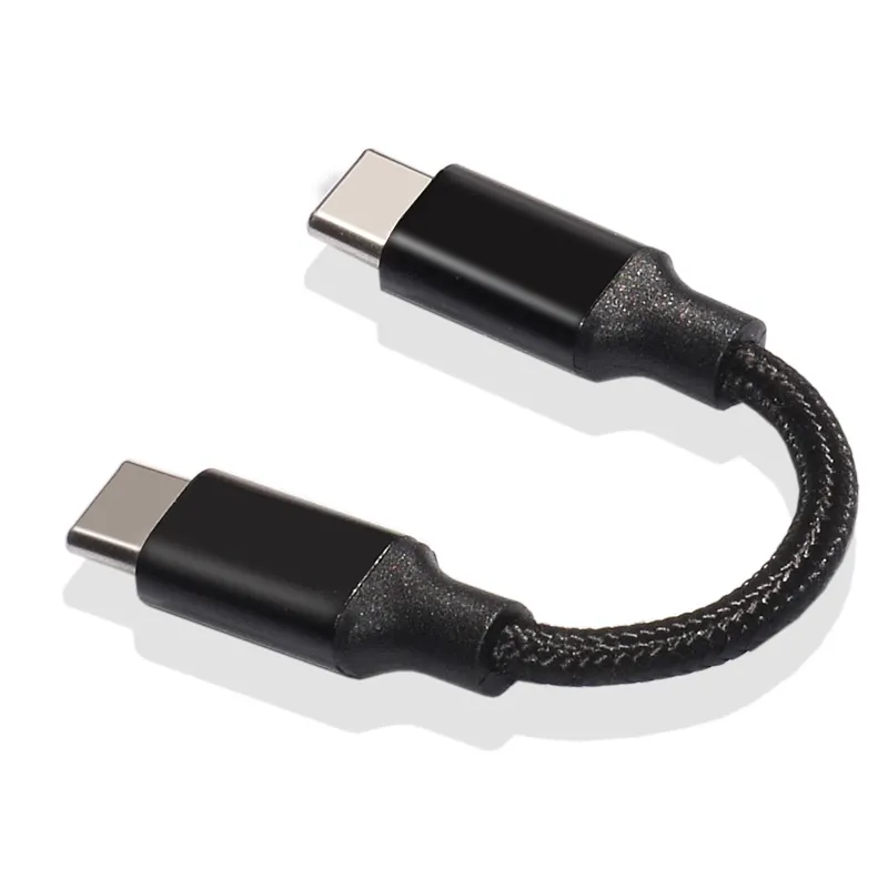 wholesale custom black braided metal case 3A fast charging USB C to Type C short charger cable for Samsung Android cell phone
