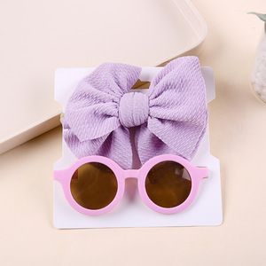 <strong>Wholesale</strong> Summer Headwear <strong>Baby</strong> Bow Nylon <strong>Headband</strong> Set Fashion Cute Round Girls <strong>Baby</strong> Kids Shades Sunglasses for Kids - Product Image 3