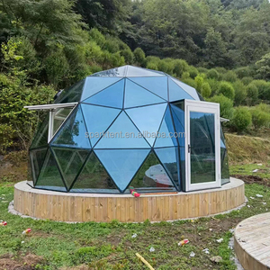 Dôme géodésique isolé en verre bleu creux de 4m, 5m, 10m avec porte et fenêtre en verre, tente igloo transparente, gazebo en verre - Product Image 3
